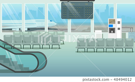 Modern Hall or Airport Waiting Room Cartoon Vector - Stock Illustration  [48494012] - PIXTA