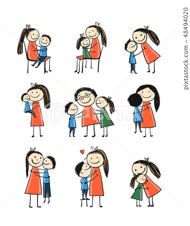 Mothers and children, sketch for your design Mothers and children, sketch for your design 48494020