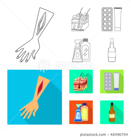 Vector illustration of medical and pain logo. Set of medical and disease stock vector illustration. Vector illustration of medical and pain logo. Set of medical and disease stock vector illustration. 48496704