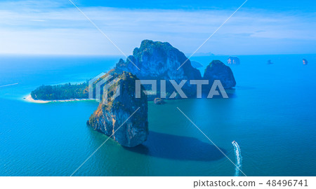 aerial view Poda archipelago in Krabi Thailand aerial view Poda archipelago in Krabi Thailand 48496741