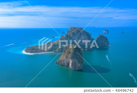 aerial view Poda archipelago in Krabi Thailand aerial view Poda archipelago in Krabi Thailand 48496742