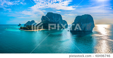 aerial view Poda archipelago in Krabi Thailand aerial view Poda archipelago in Krabi Thailand 48496746