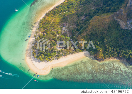 aerial top view on round beach of Poda island aerial top view on round beach of Poda island 48496752