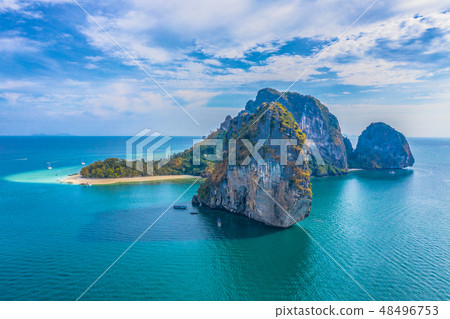 aerial view Poda archipelago in Krabi Thailand aerial view Poda archipelago in Krabi Thailand 48496753