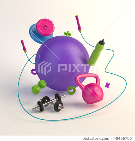 Female fitness concept 3d render Female fitness concept 3d render 48496760