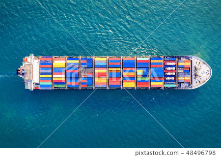 Aerial view of container cargo ship in sea. 48496798