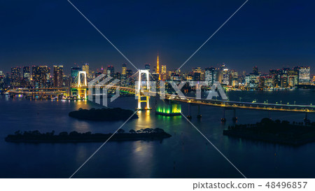 Panorama of tokyo cityscape and rainbow bridge  Panorama of tokyo cityscape and rainbow bridge  48496857