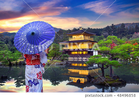 Asian woman wearing japanese traditional kimono  Asian woman wearing japanese traditional kimono  48496858