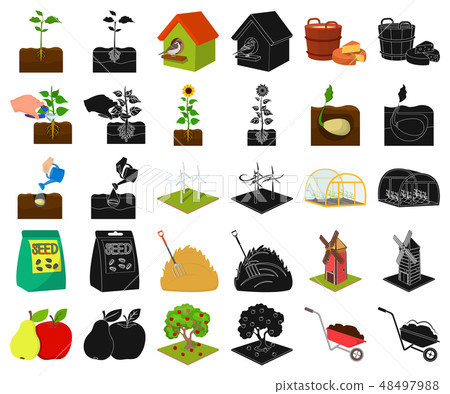 Farm And Agriculture Cartoon Black Icons In Set Stock Illustration 48497988 Pixta 223,274 agriculture cartoons on gograph. pixta