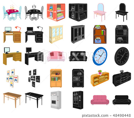 Furniture and interior cartoon,black icons in set collection for design. Home furnishings vector 48498448