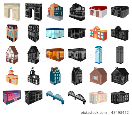 Building and architecture cartoon,black icons in set collection for design.The building and dwelling Building and architecture cartoon,black icons in set collection for design.The building and dwelling 48498452