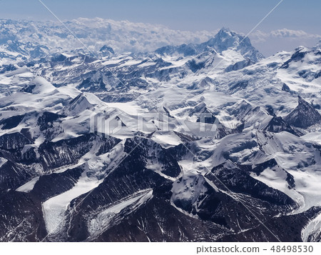 Siniolchu and Himalayas Aerial view from above Tibet Siniolchu and Himalayas Aerial view from above Tibet 48498530