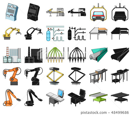 Equipment and machine cartoon,black icons in set collection for design.Technical progress of the 48499686