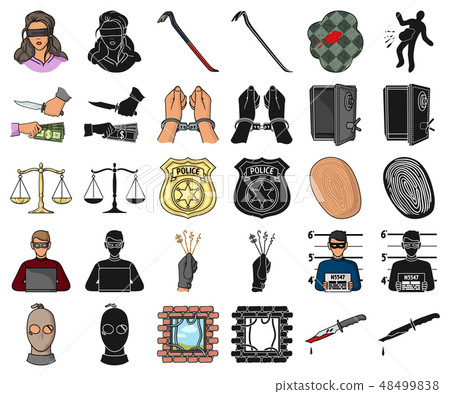 Crime and Punishment cartoon,black icons in set... - Stock Illustration ...