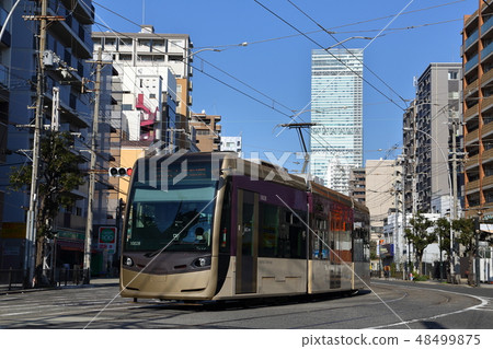 阪開電車1001號「紫苑號和阿倍野Harukas號，大阪，天王寺城市景觀 48499875