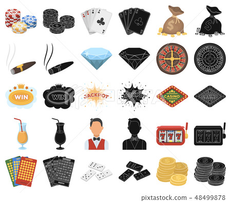 Casino and gambling cartoon,black icons in set collection for design. Casino and equipment vector 48499878