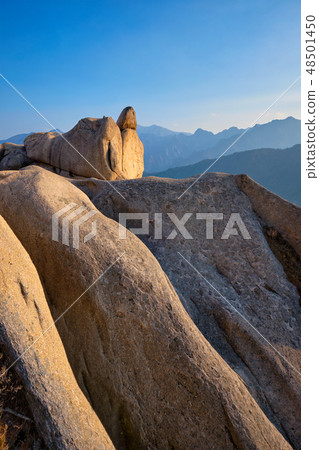 View from Ulsanbawi rock peak on sunset. Seoraksan National Park, South Corea View from Ulsanbawi rock peak on sunset. Seoraksan National Park, South Corea 48501450