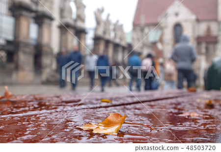 Krakow street in a rainy day. Background foto. 48503720