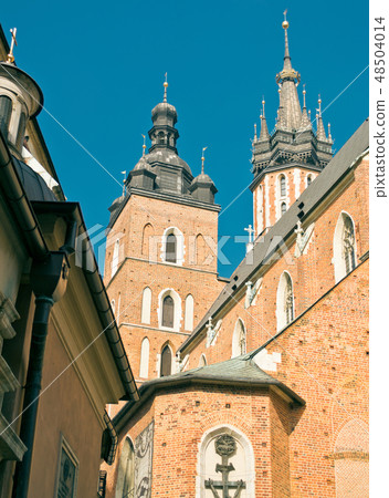 cloth halls and the church of our lady in Krakow 48504014