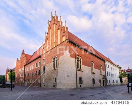 Morning view on the ancient architecture in Krakow Morning view on the ancient architecture in Krakow 48504126