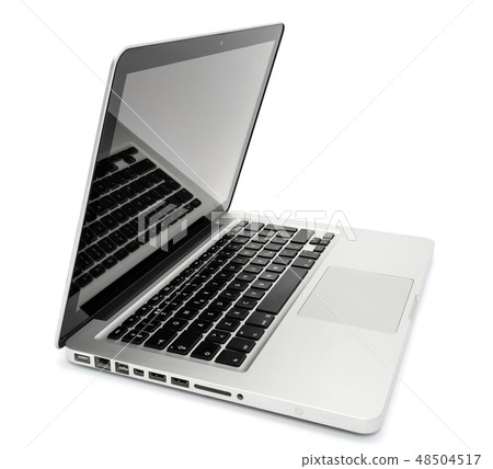 Aluminium laptop with reflection in the screen 48504517