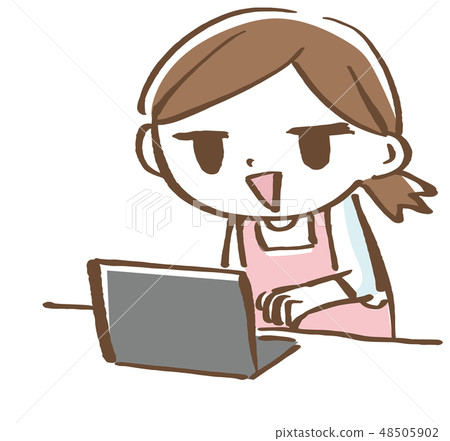 Woman operating a personal computer 48505902