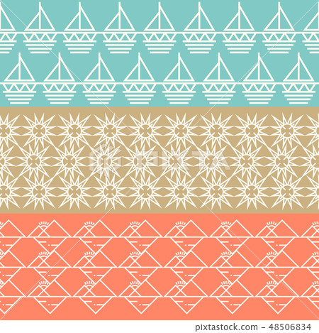 Vintage geometric horizontal seamless pattern set Vintage geometric horizontal seamless pattern set 48506834