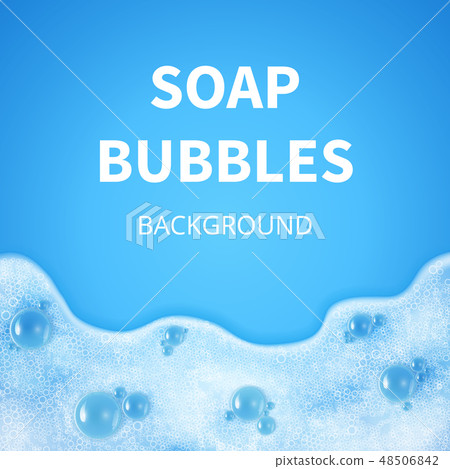 Shampoo foam with bubbles. Soap sud vector background 48506842