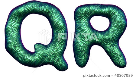 Letter set A, B made of realistic 3d render green color. Collection of natural snake skin texture Letter set A, B made of realistic 3d render green color. Collection of natural snake skin texture 48507089