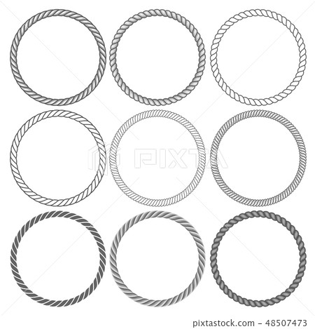 Round rope frames collection on white background Round rope frames collection on white background 48507473