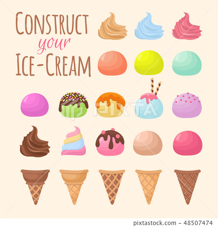 Cartoon ice cream and waffle cone cartoon creation constructor Cartoon ice cream and waffle cone cartoon creation constructor 48507474