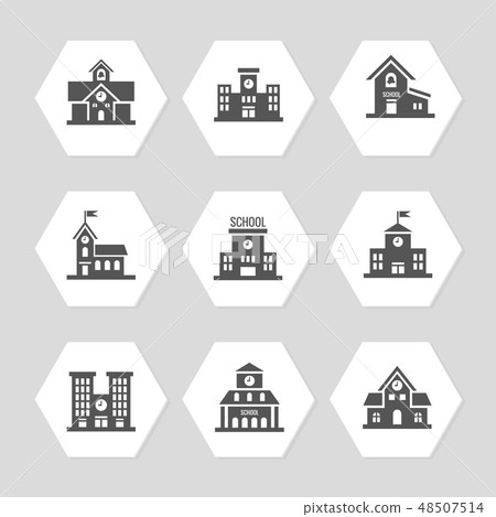 School buildings flat icons collection School buildings flat icons collection 48507514
