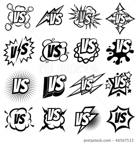 Confrontation versus vector signs. Vs opposite isolated logo set 48507515