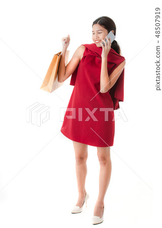 young lady in red dress young lady in red dress 48507919