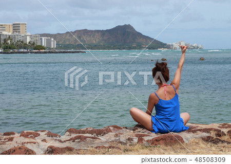夏威夷旅行女孩旅行圖像 夏威夷旅行女孩旅行圖像 48508309