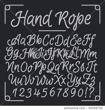 Nautical letters from hand rope. Vector thread alphabet 48508730