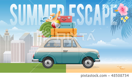 Family Traveling On The Car 48508734