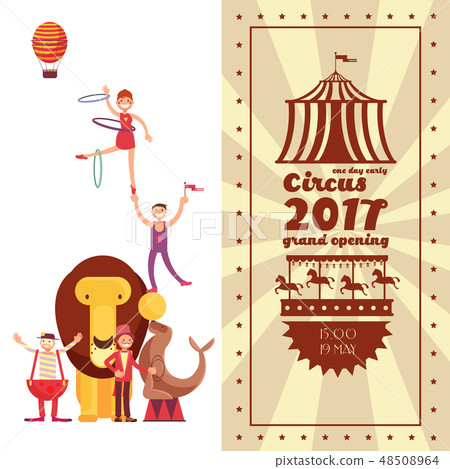 Fun fair carnival and circus vintage vector poster Fun fair carnival and circus vintage vector poster 48508964