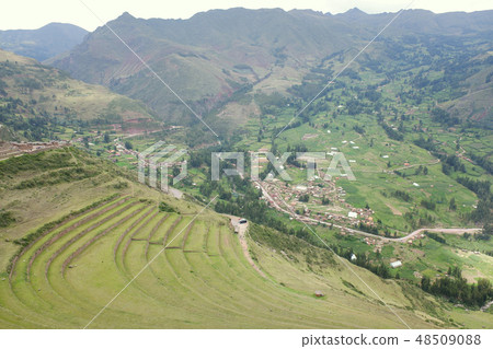 View of Pissak village from the Pessac ruins of Peru 48509088