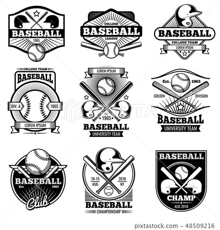 Baseball Best Team Logo Design Set, Tournament, Championship, Sport Team,  Club Identity Retro Badges Vector Illustration, Stock vector