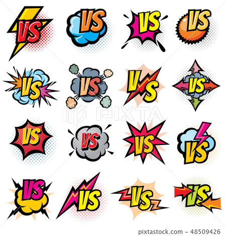 Battle competition versus vector logos set. Vs rivals challenge emblems and labels 48509426