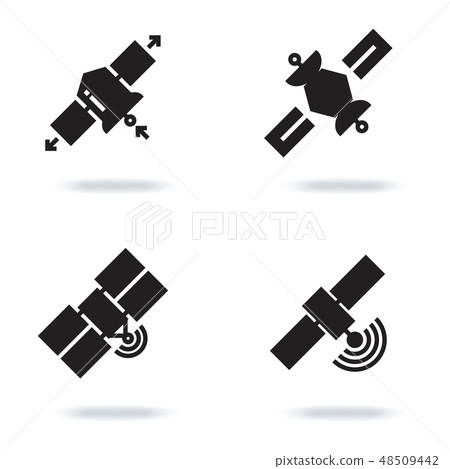 Satellite And Orbit Communication Icons Stock Illustration