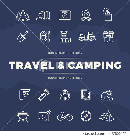 Travel and camping line icons set - Stock Illustration [48509451] - PIXTA