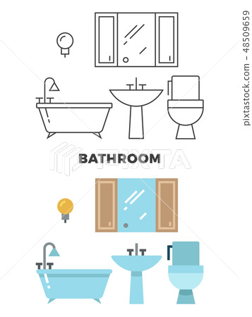Bathroom concept - flat style and line style bathroom design Bathroom concept - flat style and line style bathroom design 48509659