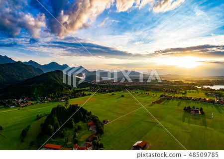 Panorama from the air sunset Forggensee  48509785