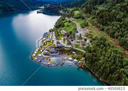 Beautiful Nature Norway Aerial view the campsite Beautiful Nature Norway Aerial view the campsite 48509813