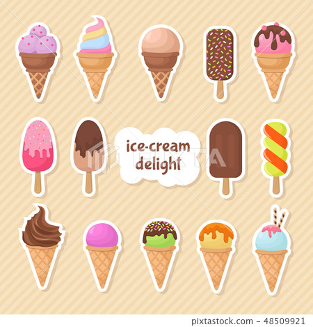 Cartoon ice creams vector stickers and patches 48509921