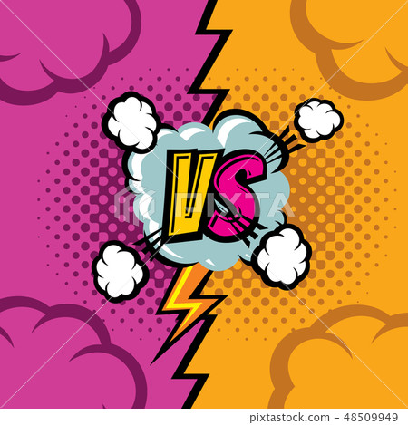 Versus vector cartoon comic book background. Fighting duel championship retro art 48509949