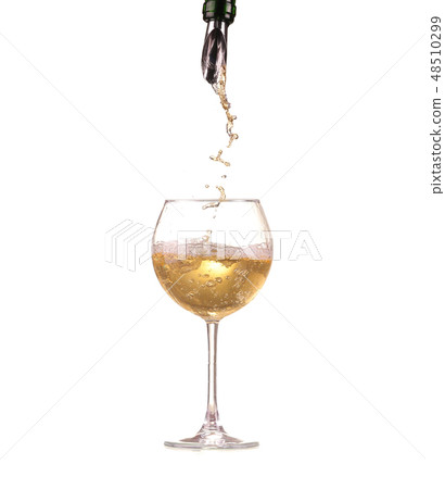poured white wine on a white background poured white wine on a white background 48510299