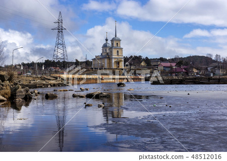 Old Orthodox Church of Nativity on rock on lake 48512016